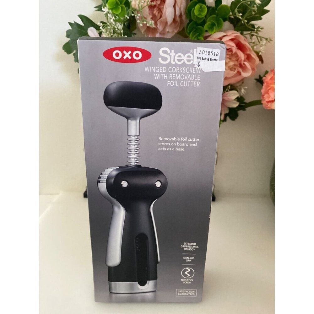 OXO Steel Winged Corkscrew‎ w Removable Foil Cutter From Bed Bath and Beyond NIB